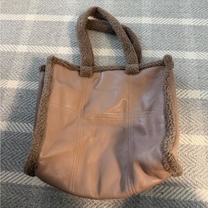 Aqua Brown Tote with Cozy Tan Trim